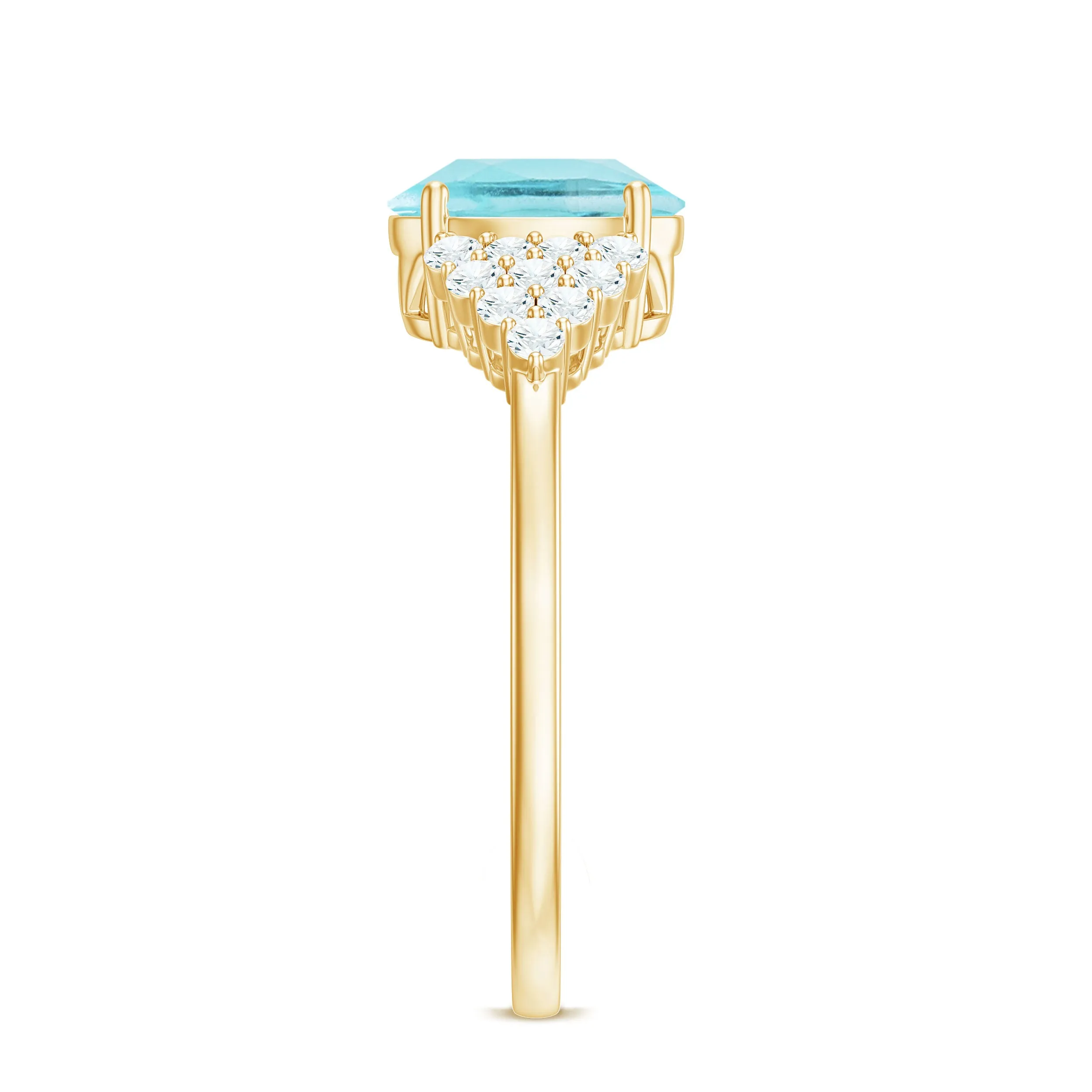 1.75 CT Oval Sky Blue Topaz Solitaire Ring with Diamond Accent
