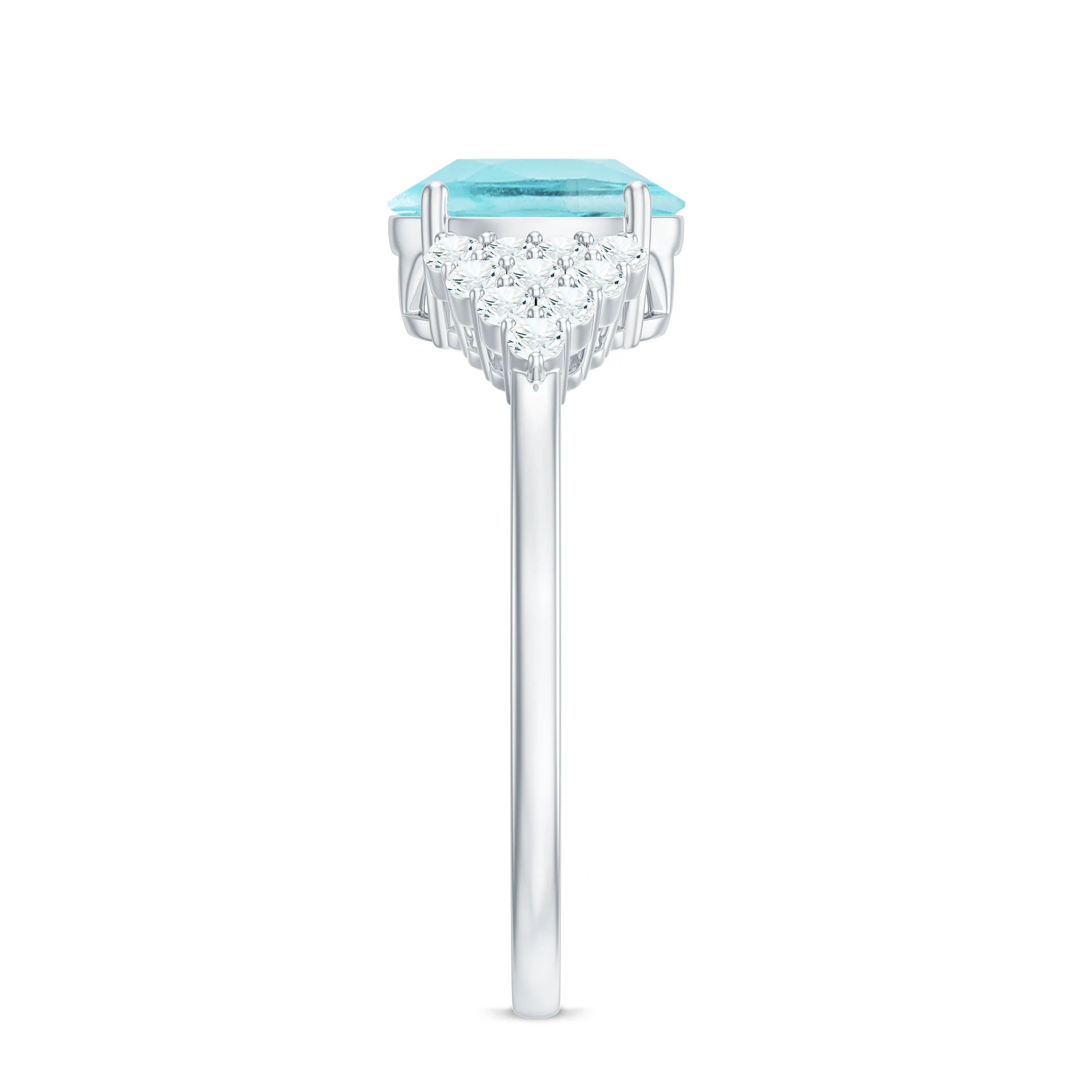 1.75 CT Oval Sky Blue Topaz Solitaire Ring with Diamond Accent