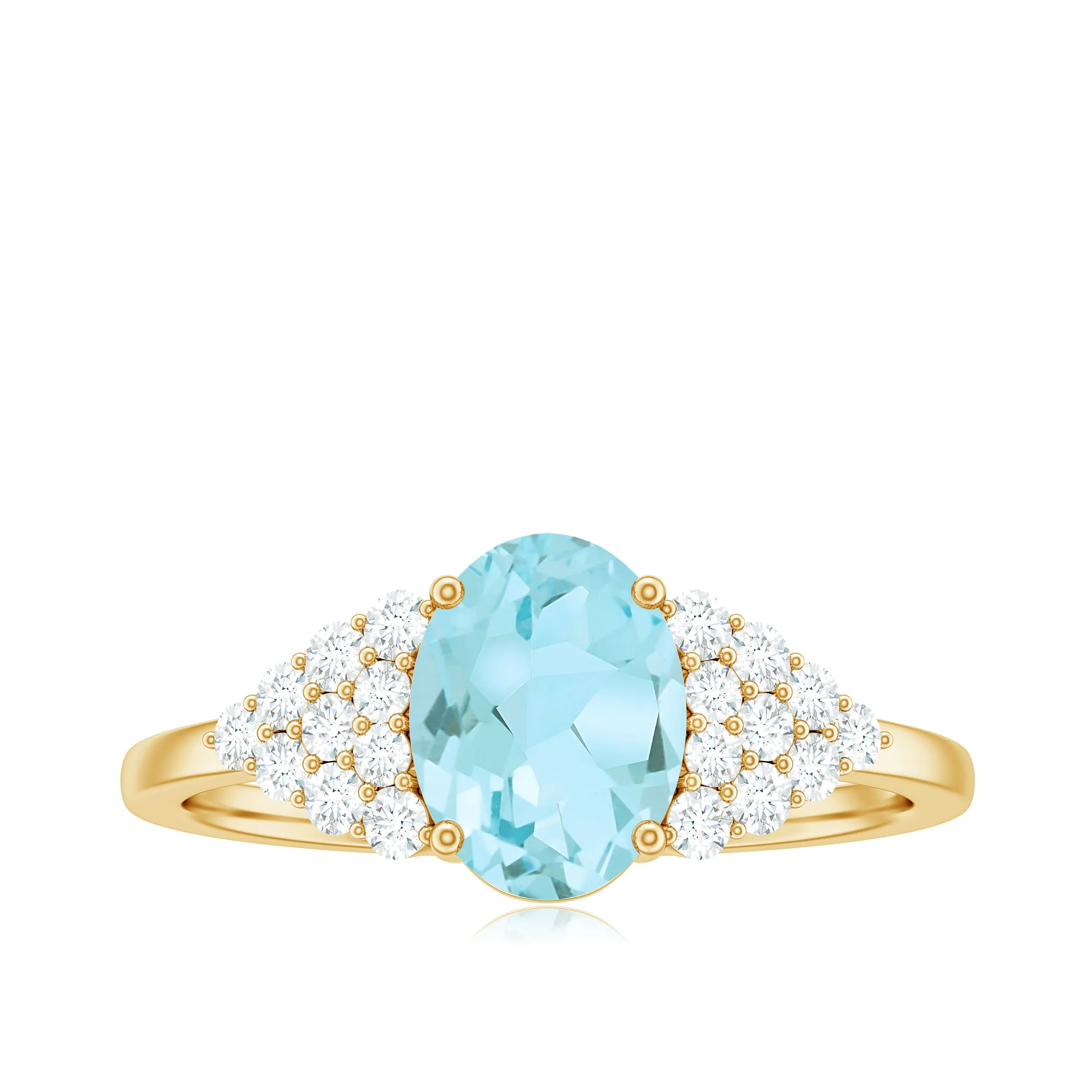 1.75 CT Oval Sky Blue Topaz Solitaire Ring with Diamond Accent
