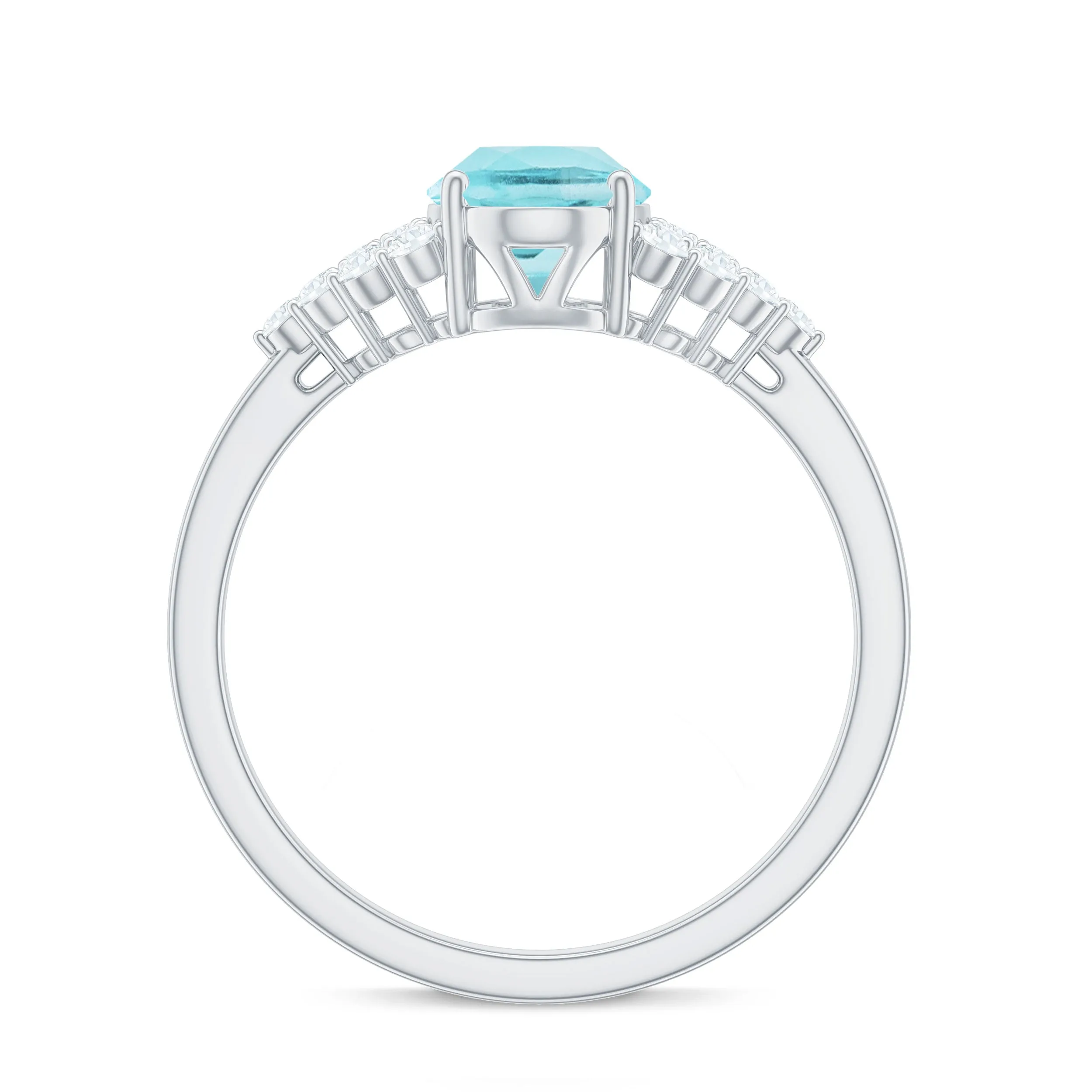 1.75 CT Oval Sky Blue Topaz Solitaire Ring with Diamond Accent