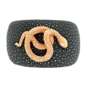 18K RG Serpent On Stingray Cuff Diamond Eyes .02tcw 66.7g, Regard Jewelry Austin, Texas