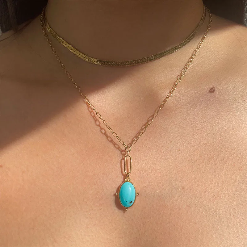 Alexa Amulet, Turquoise, Gold