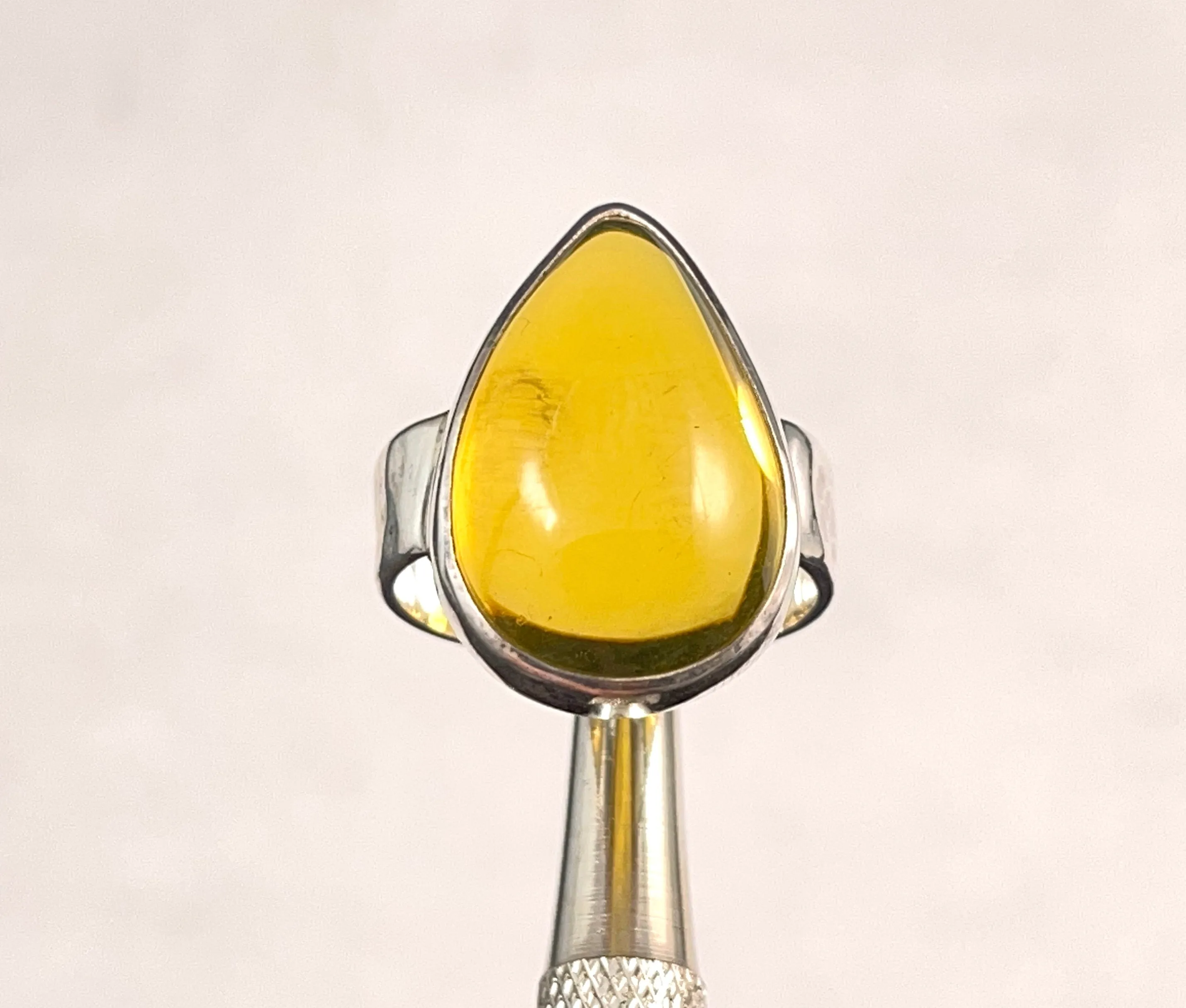 AMBER Ring - Sterling Silver, Size 6 - Amber Stone, Crystal Ring, Handmade Jewelry, Healing Crystals and Stones, 52652