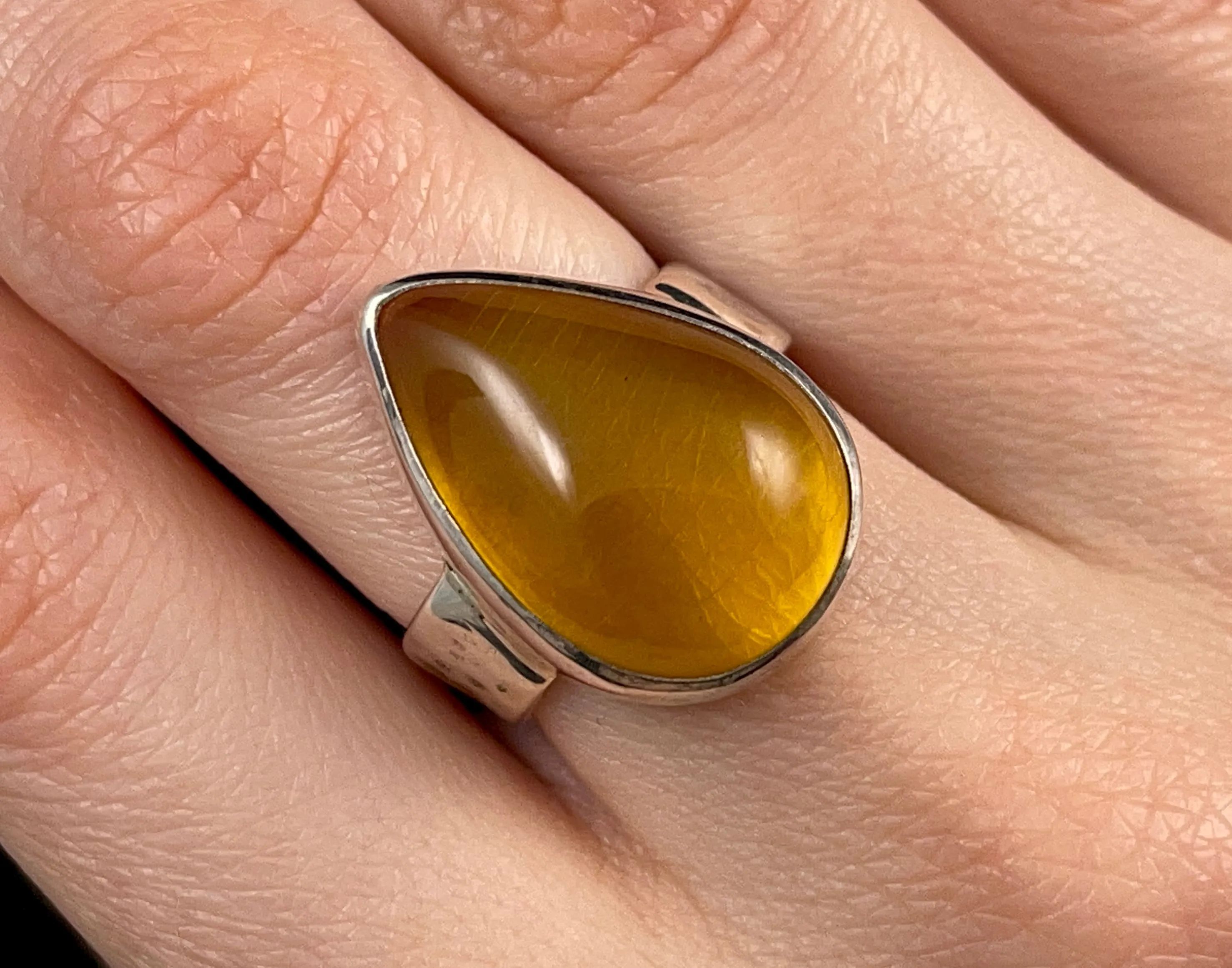 AMBER Ring - Sterling Silver, Size 6 - Amber Stone, Crystal Ring, Handmade Jewelry, Healing Crystals and Stones, 52652
