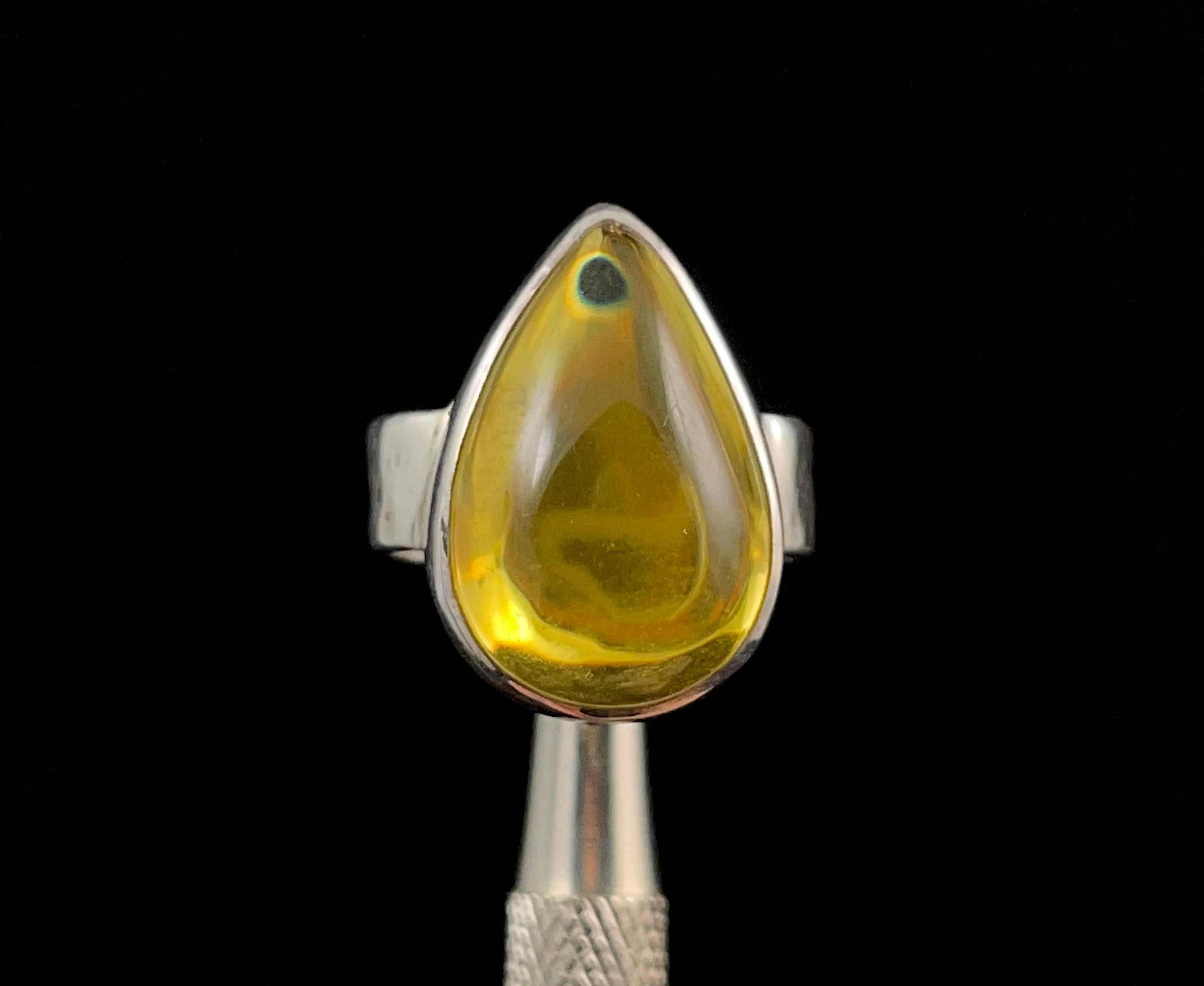 AMBER Ring - Sterling Silver, Size 6 - Amber Stone, Crystal Ring, Handmade Jewelry, Healing Crystals and Stones, 52652