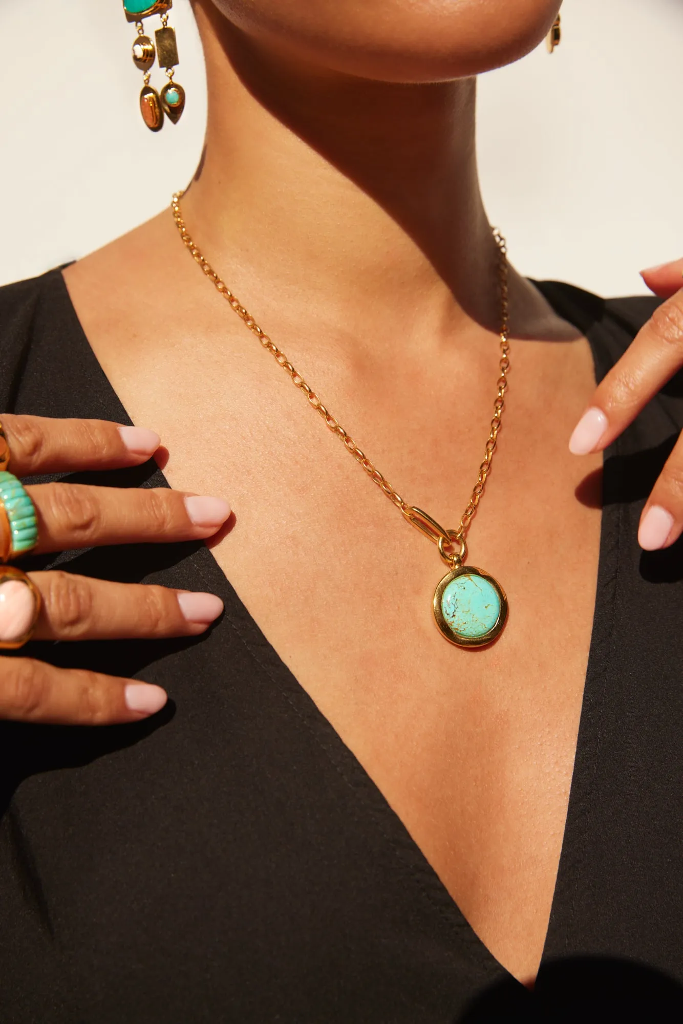 Anna Beck Gold Turquoise Pendant Necklace