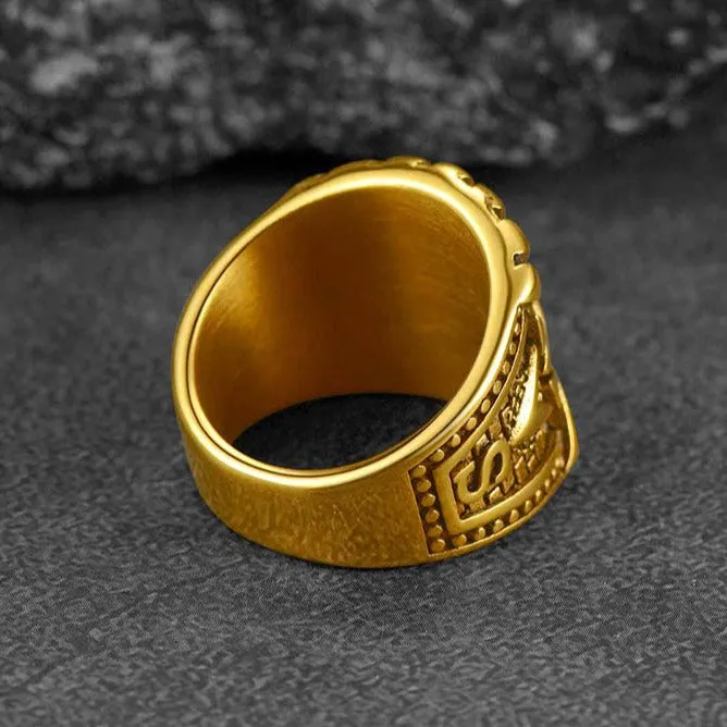 Blue Sapphire All Seeing Eye Stainless Steel Ring