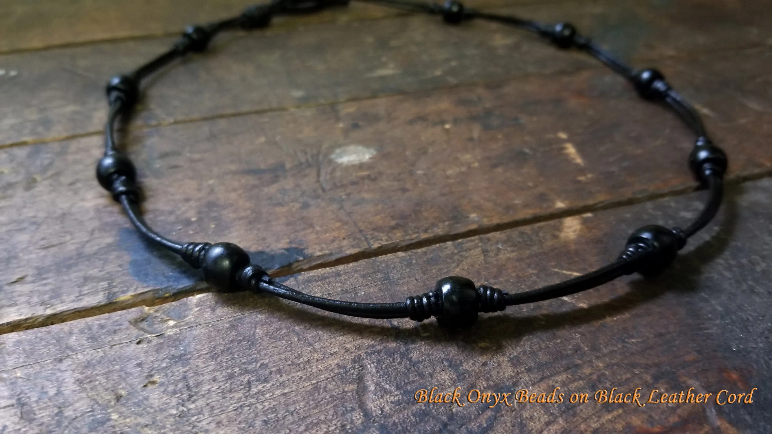 Chuma African Trade Beads Leather Necklace & Bracelet Set w/ Leather Button & Loop Clasp - SS1115
