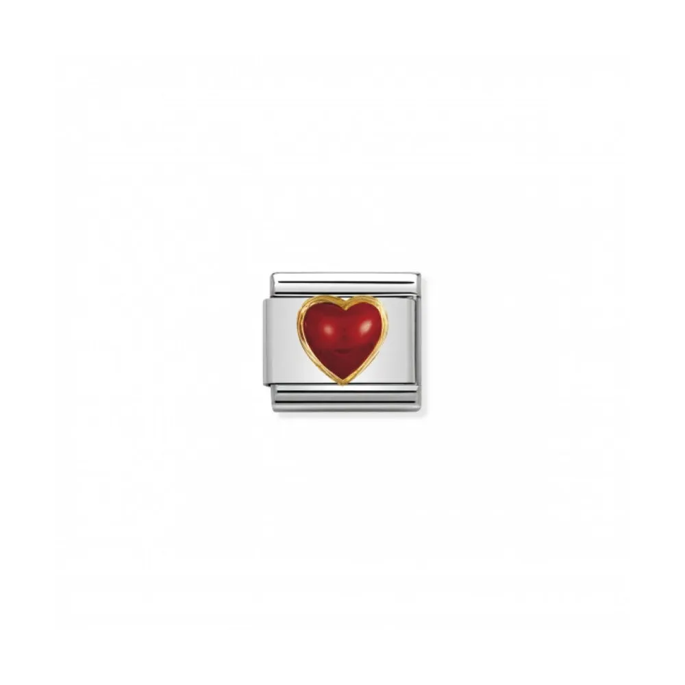 Composable Gold Red Coral Heart Link - 030501/11