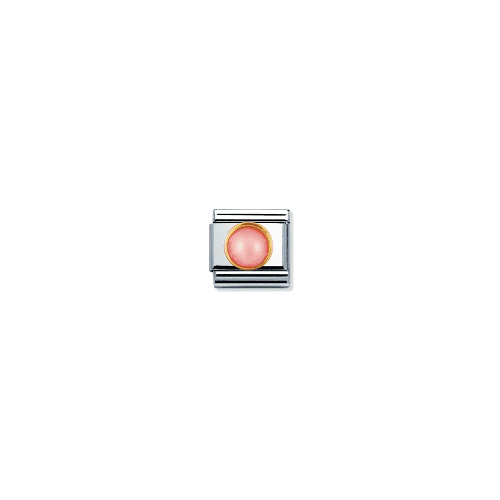 Composable Gold Round Pink Coral Link - 030503/10