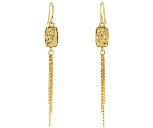 Dangling Chain 18k Gold Druzy Earrings