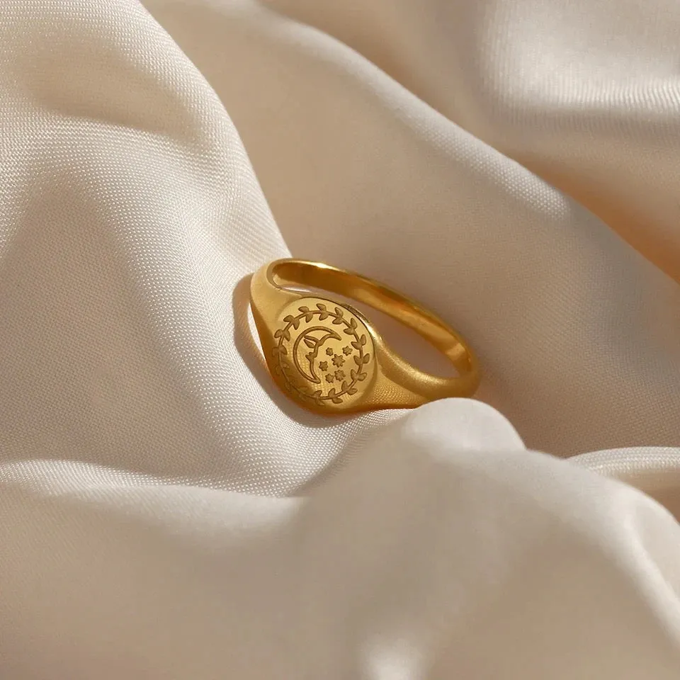 Goddess, Moon & Sun Signet Rings