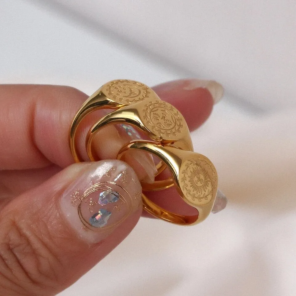 Goddess, Moon & Sun Signet Rings