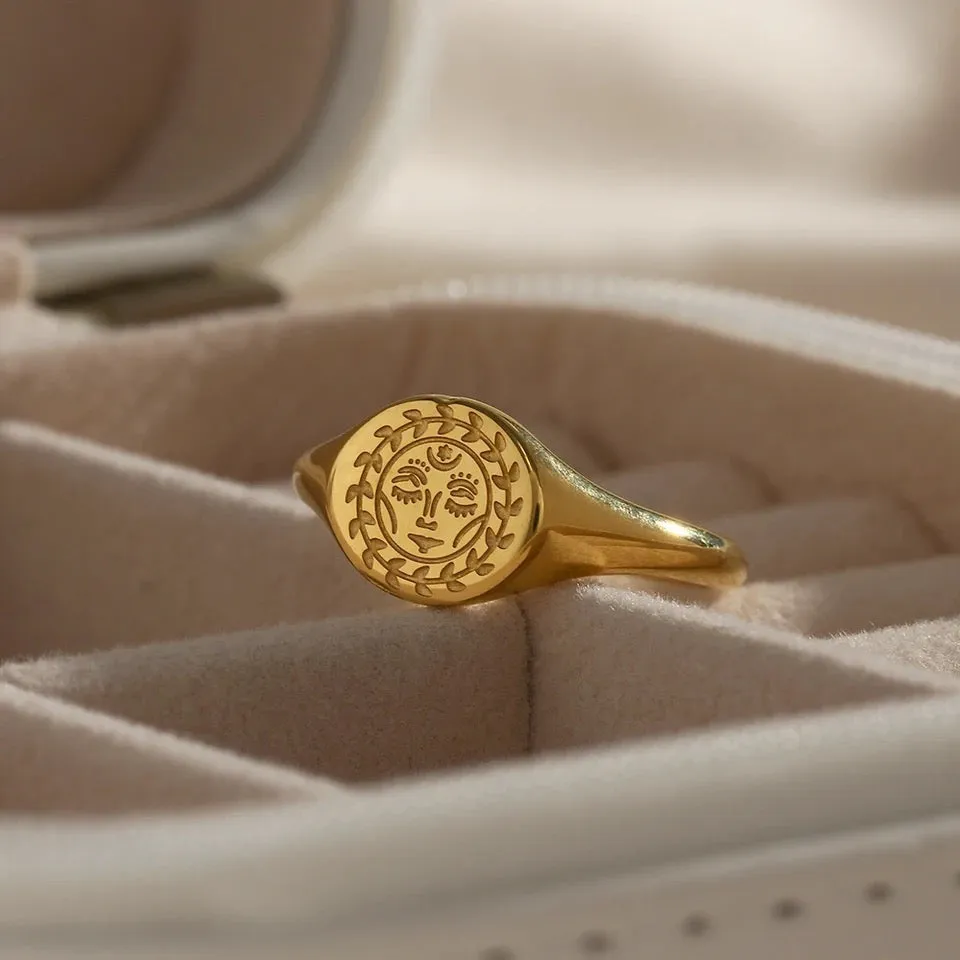 Goddess, Moon & Sun Signet Rings