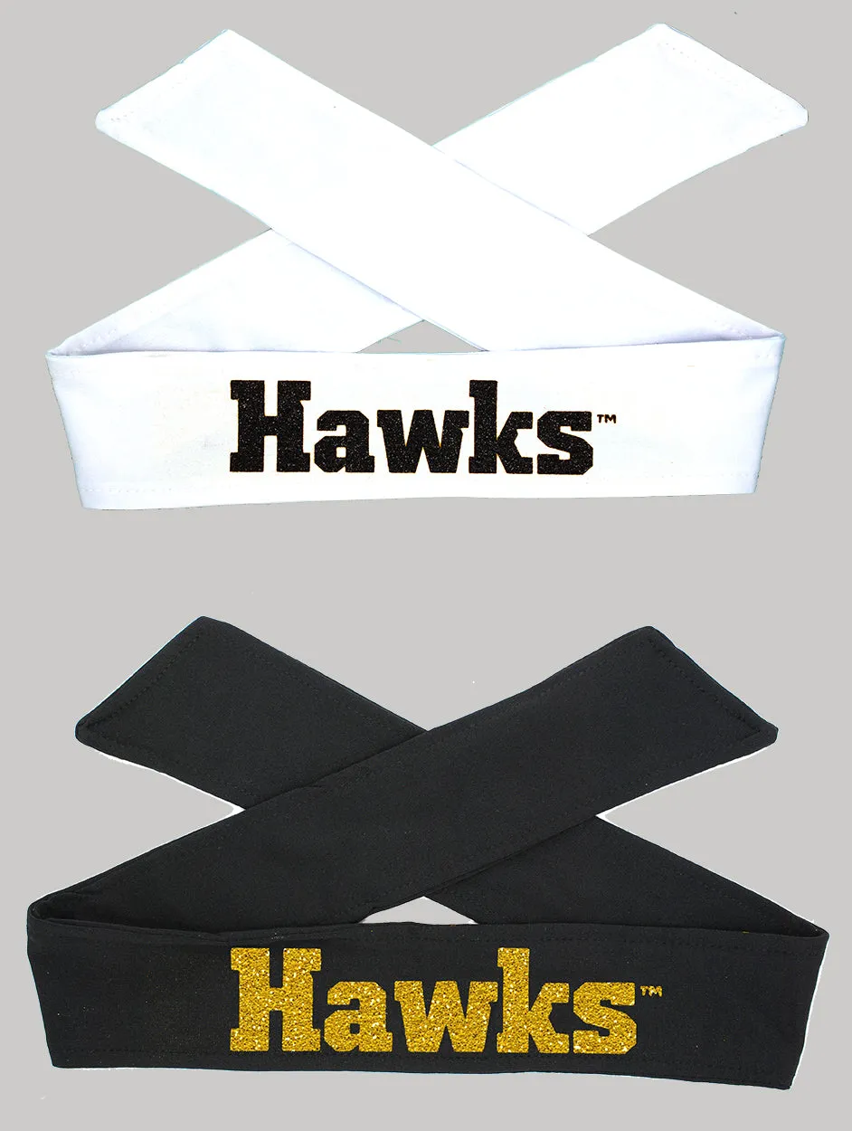 Iowa HAWKS Tie Headband - Black or White