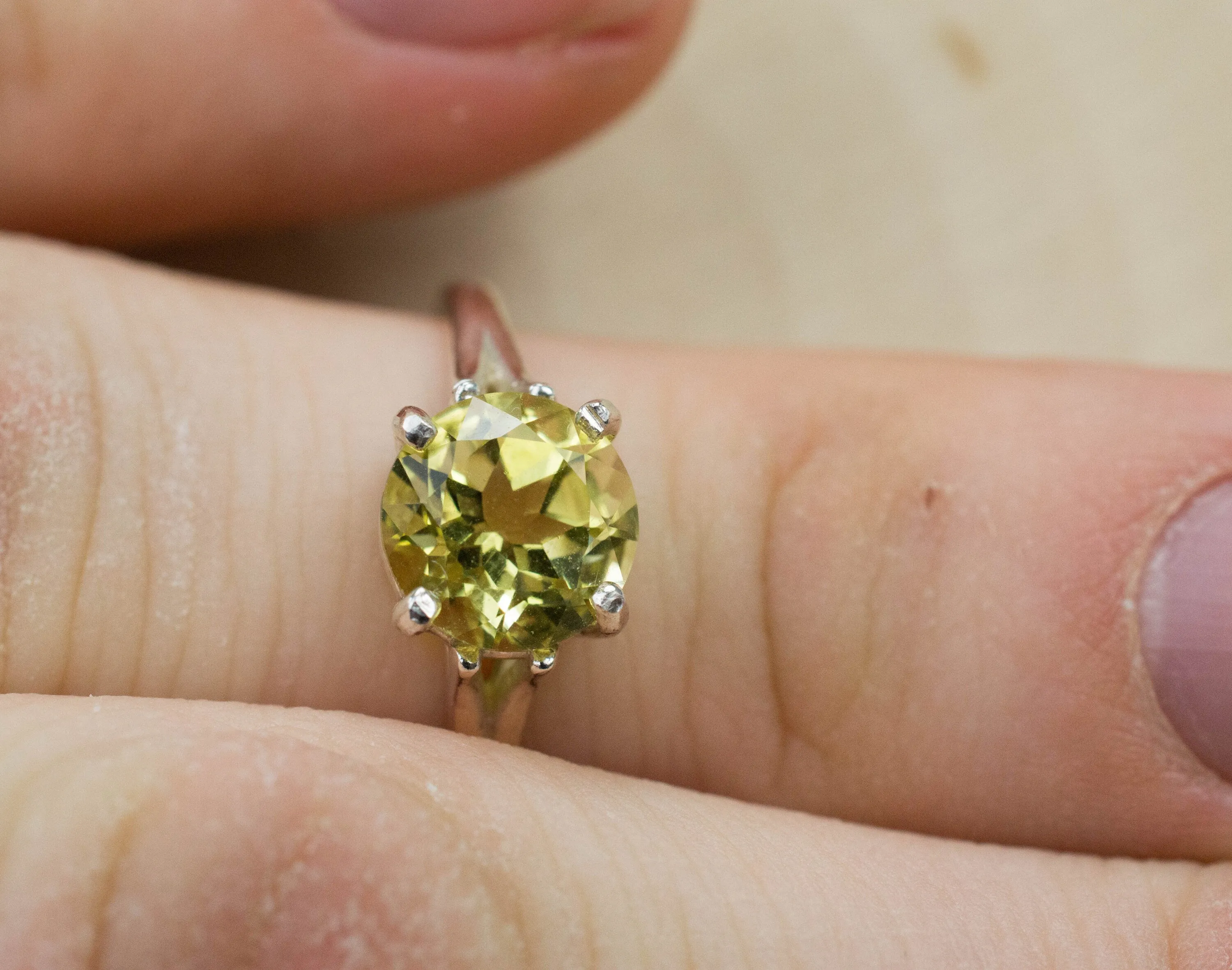 Lemon Quartz Ring, Genuine Untreated Brazilian Quartz