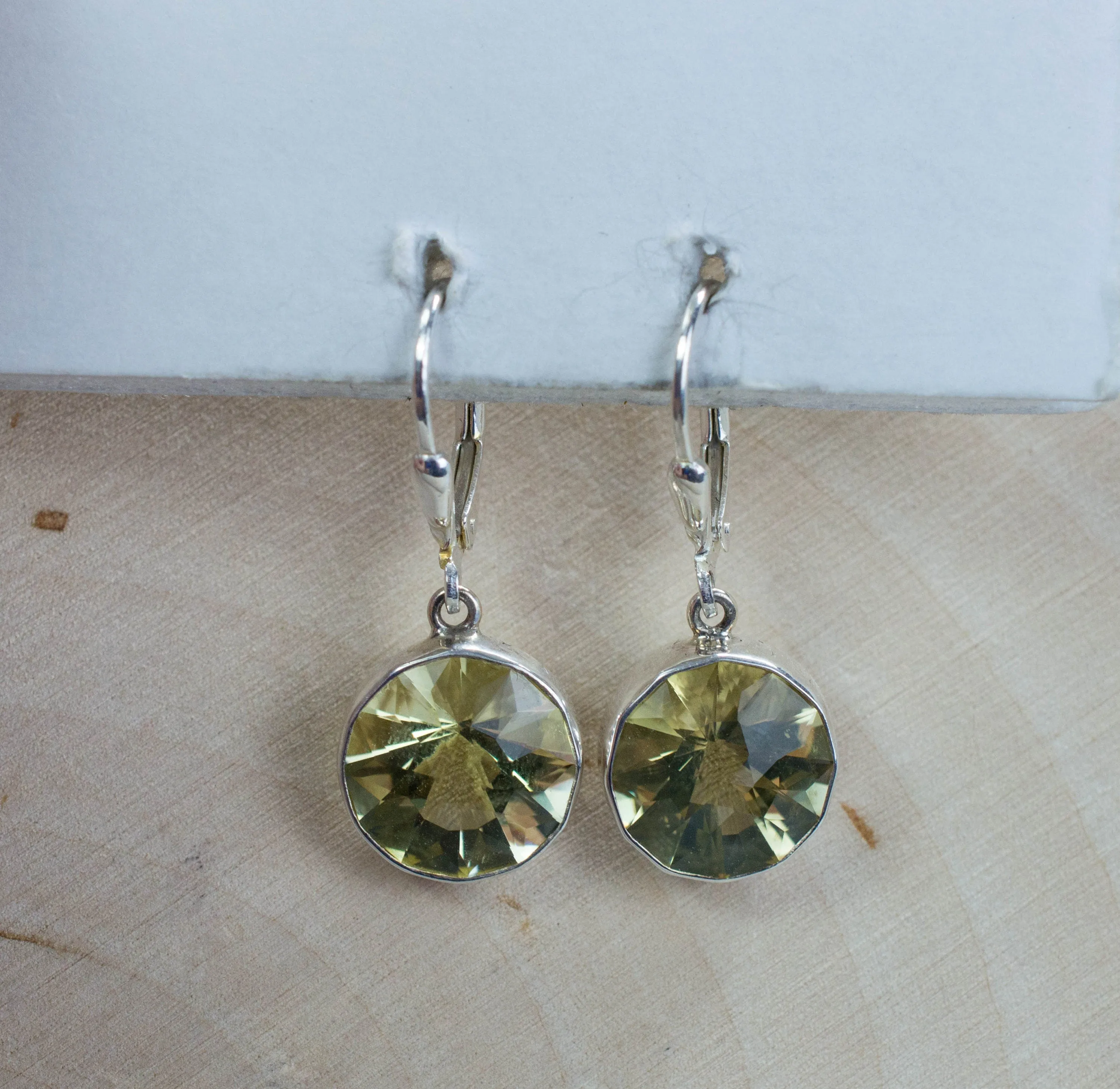 Lemon Quartz Sterling Silver Earrings; Genuine Untreated Brazilian Quartz