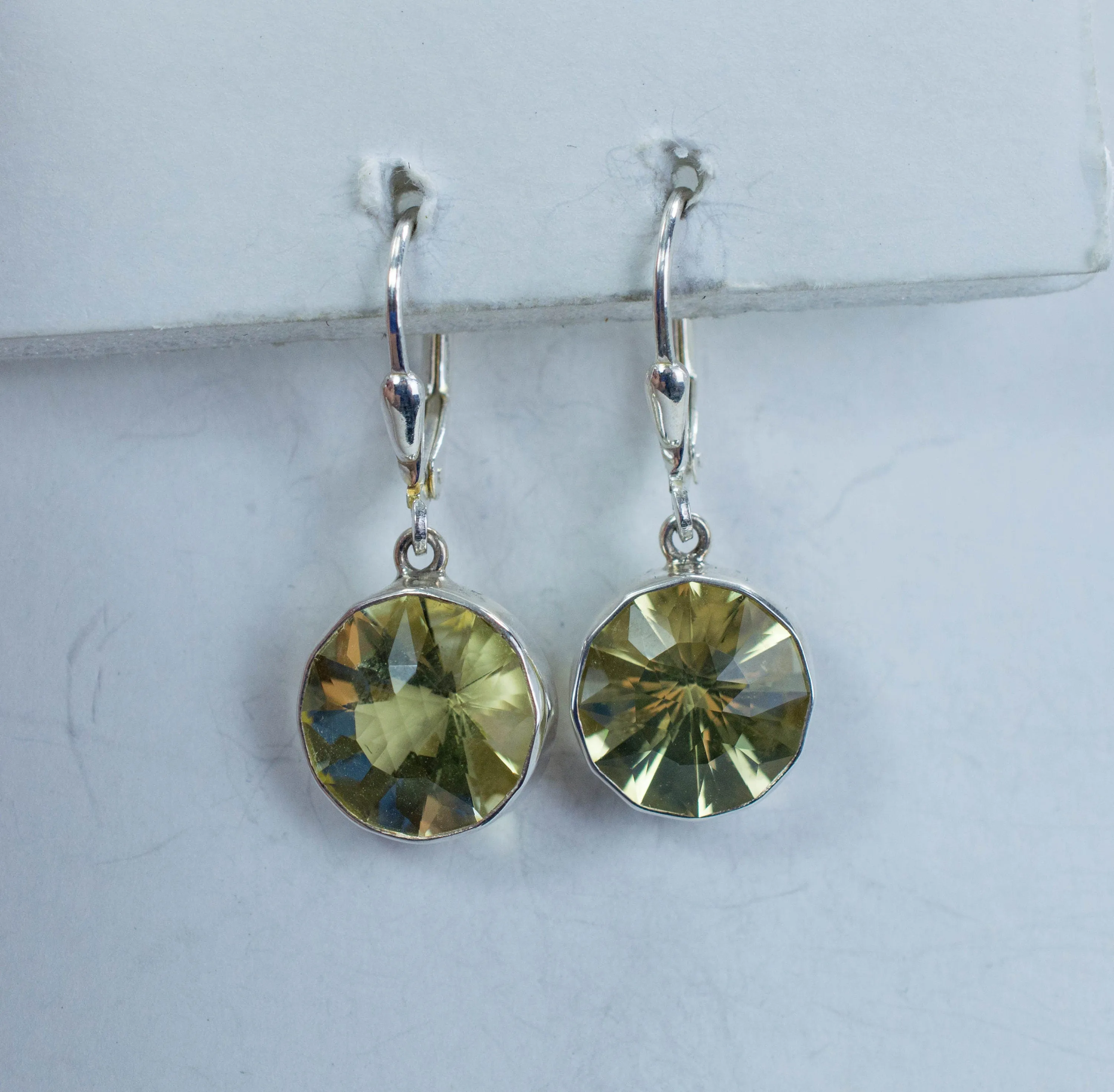 Lemon Quartz Sterling Silver Earrings; Genuine Untreated Brazilian Quartz
