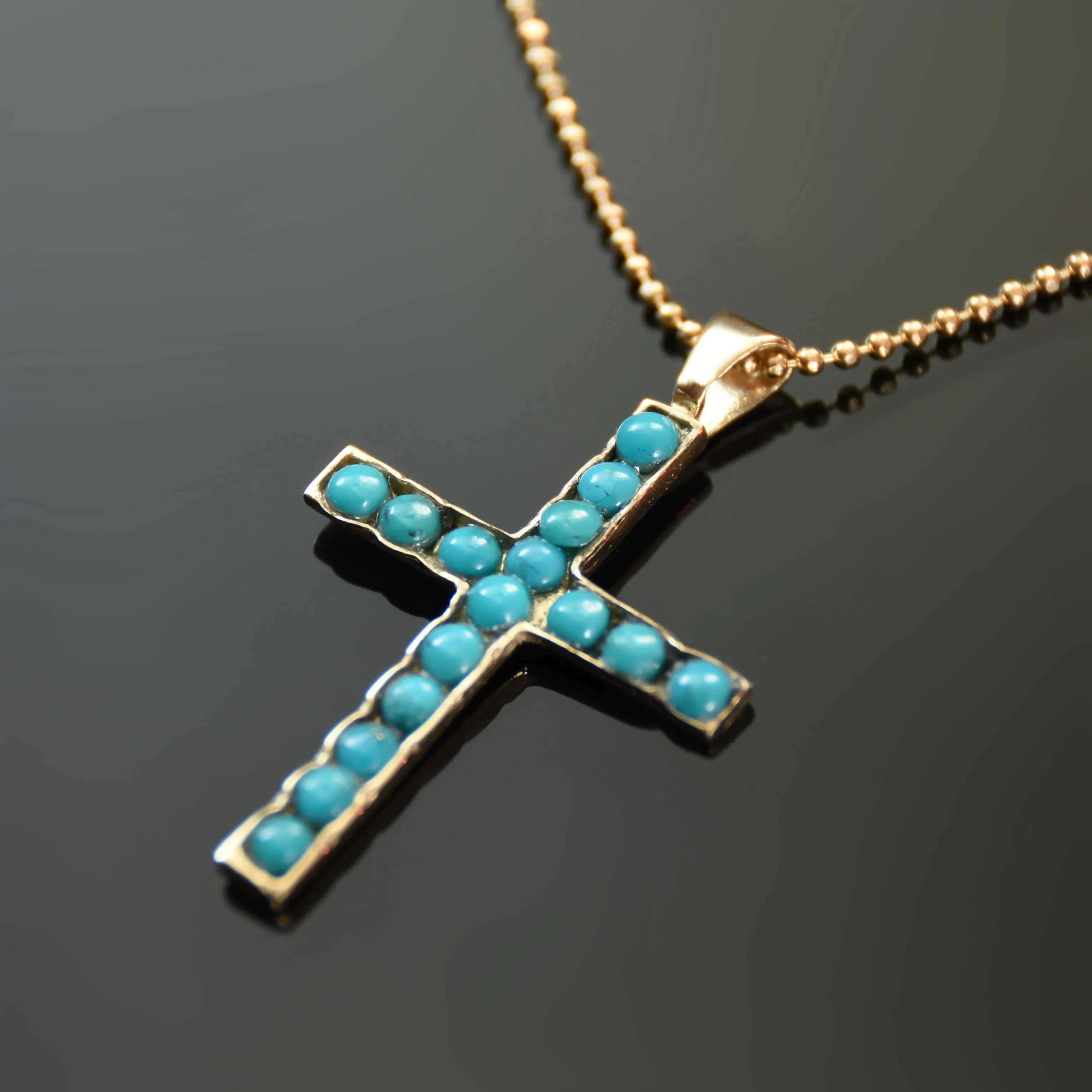 NG0848-1 Turquoise stones Cross gold Necklace