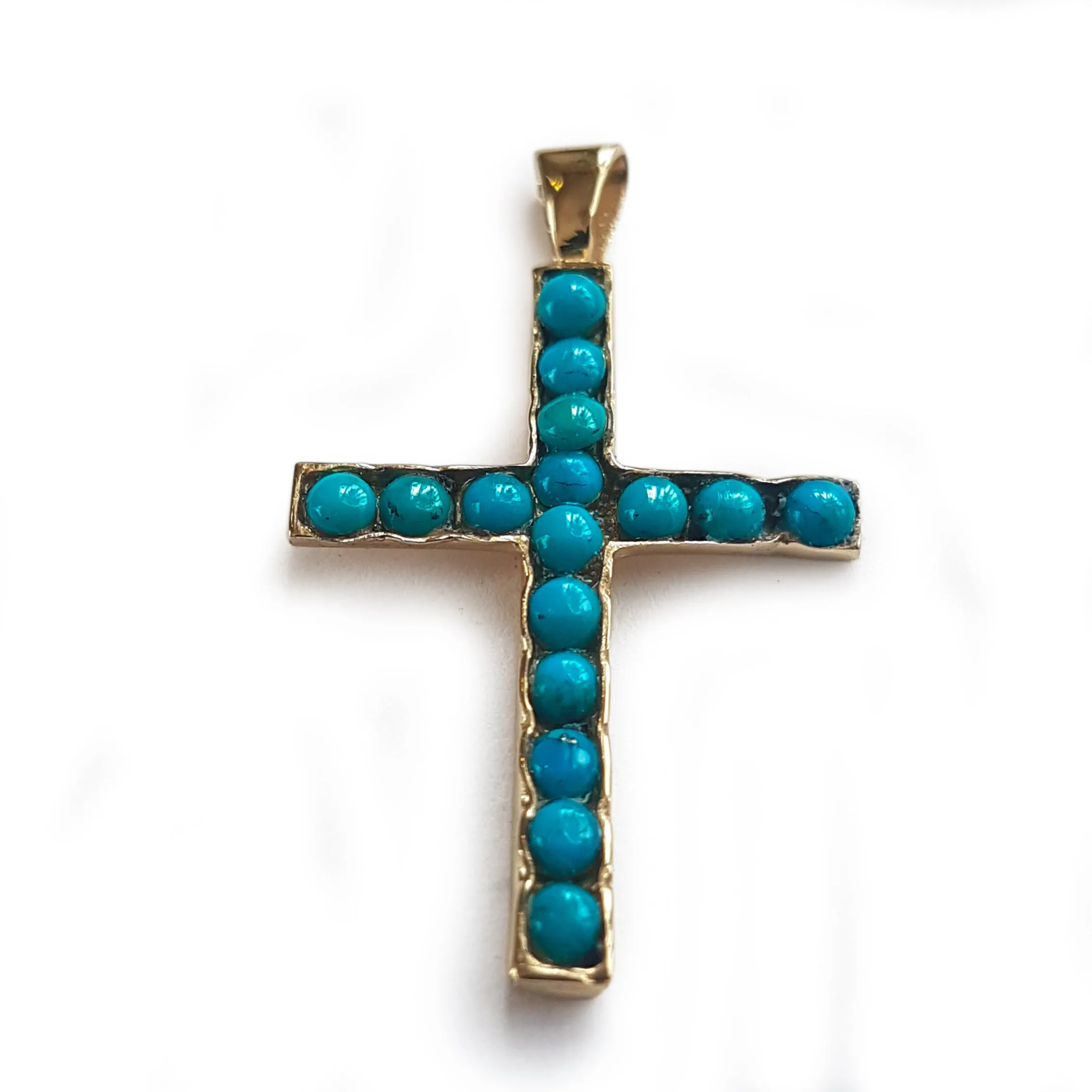 NG0848-1 Turquoise stones Cross gold Necklace