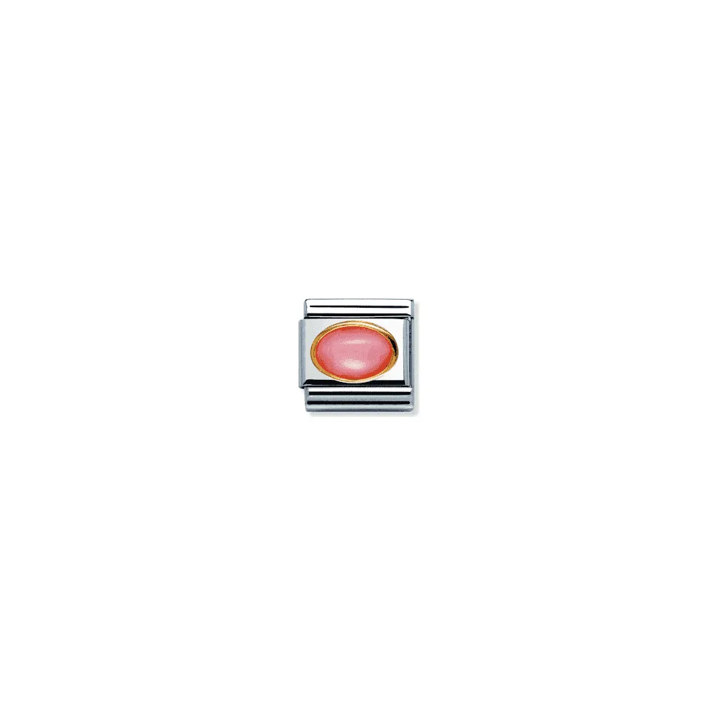 Nomination Composable Gold Oval Pink Coral Link ~ 030502/10