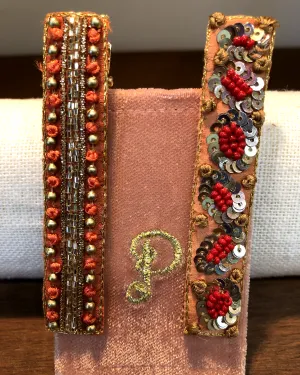 Powder Coral Ovals & Bead Narrow Hair Clip