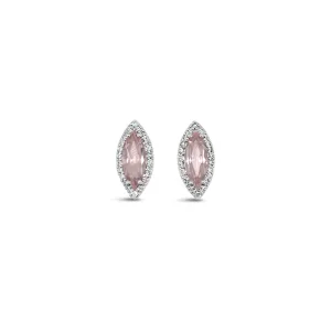 Rose Quartz & Diamond Halo Stud Earrings