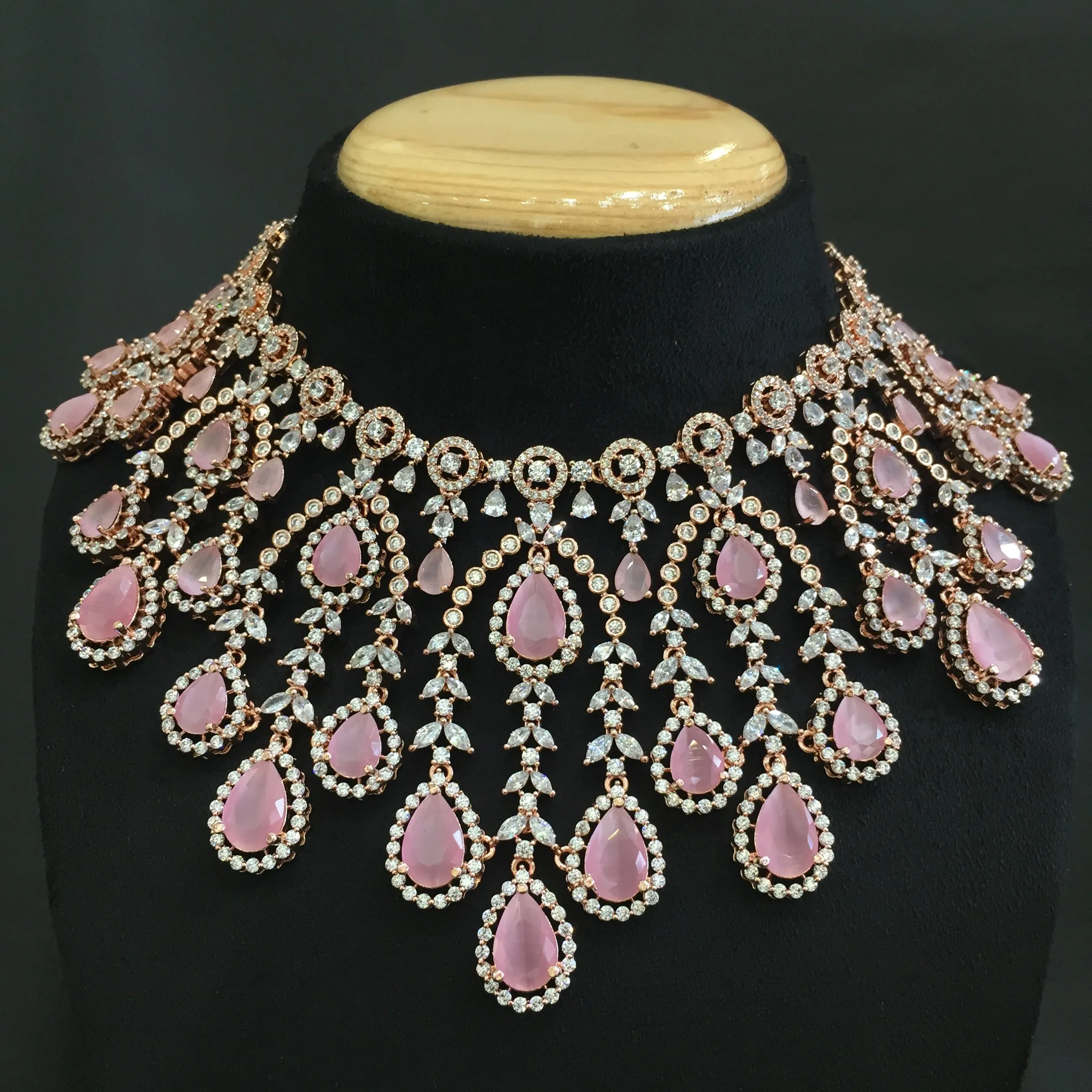 Round Neck Zircon/AD Necklace Set 5586-69
