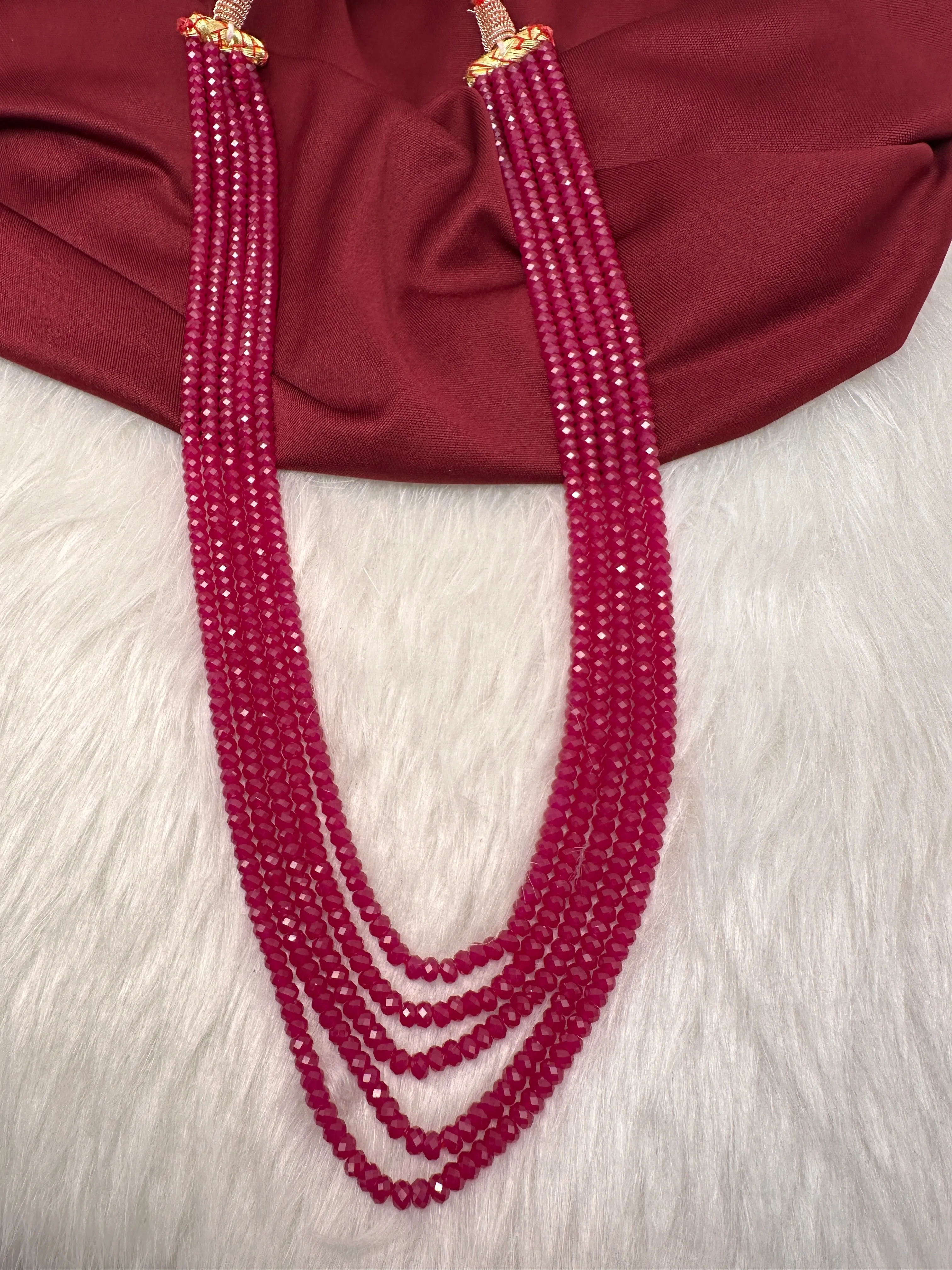Ruby Pink Real Beads Mala Necklace