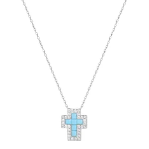 SARAI TURQUOISE CROSS SILVER NECKLACE