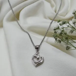 Silver Duo Heart Necklace