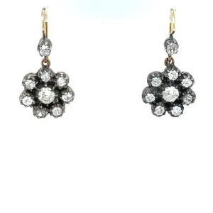 Silver Victorian Cluster Diamond Drop Earrings at Regard Jewelry in Austin, Texas