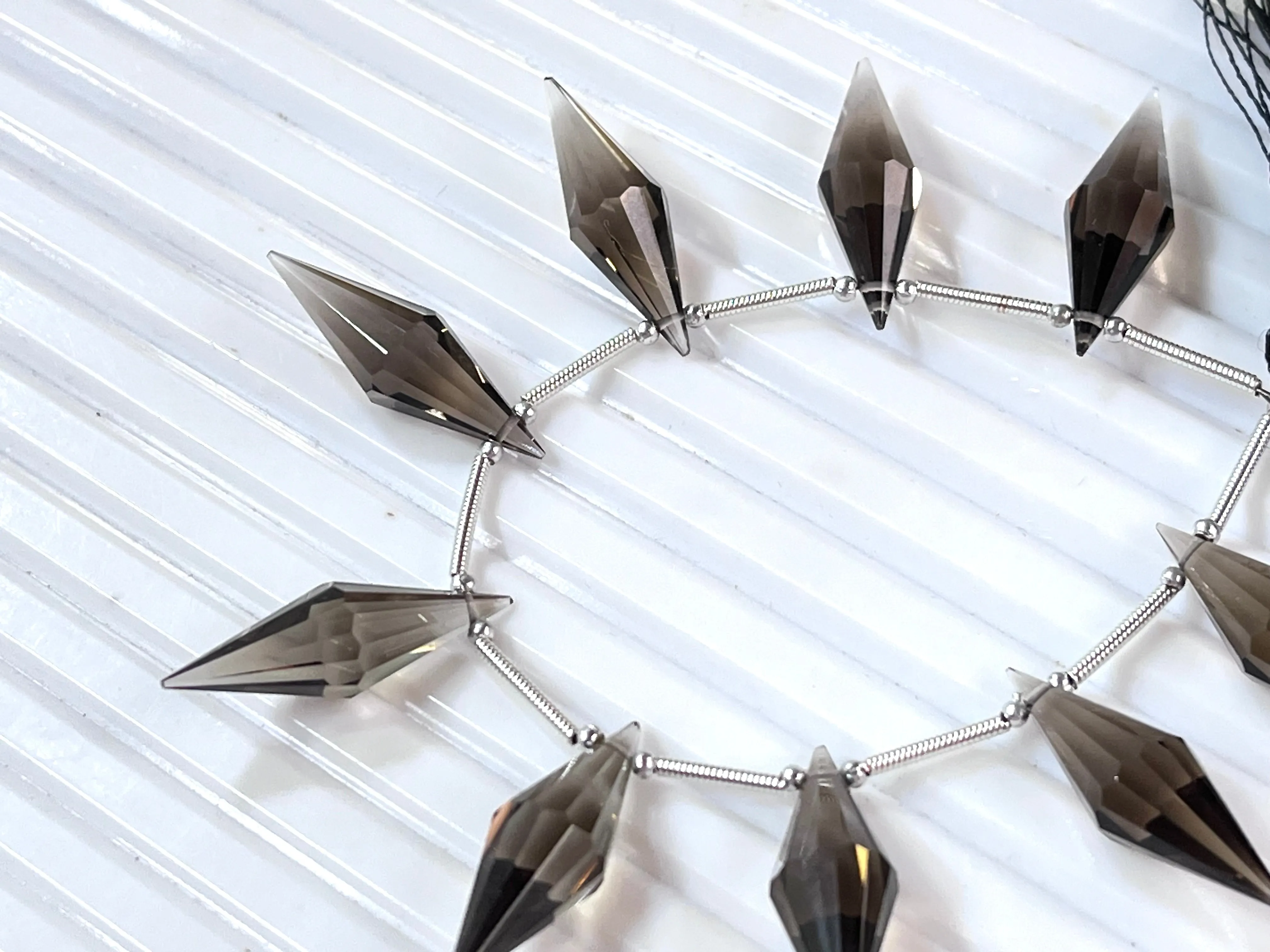 Smoky Quartz faceted pointed Drops