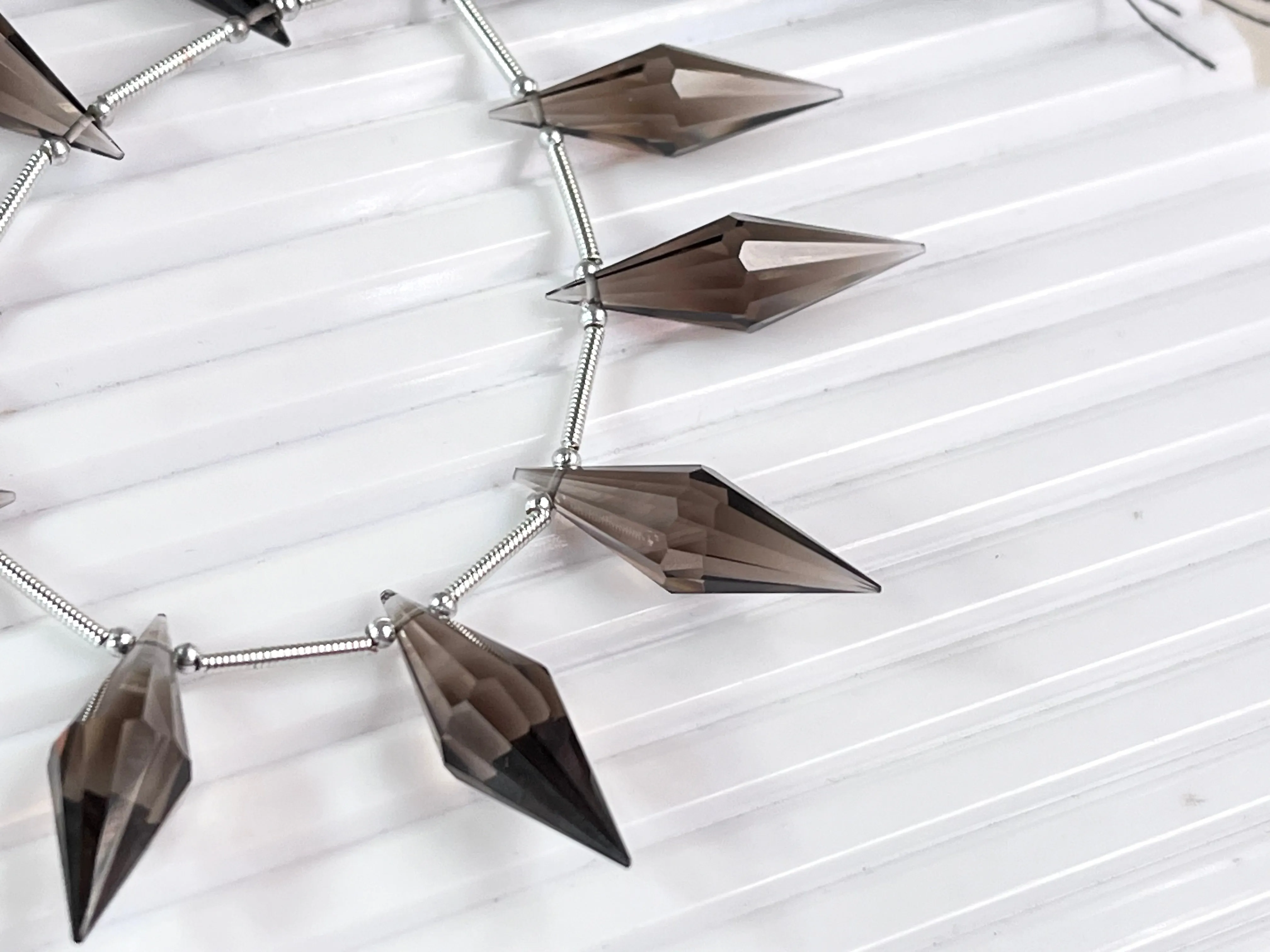 Smoky Quartz faceted pointed Drops