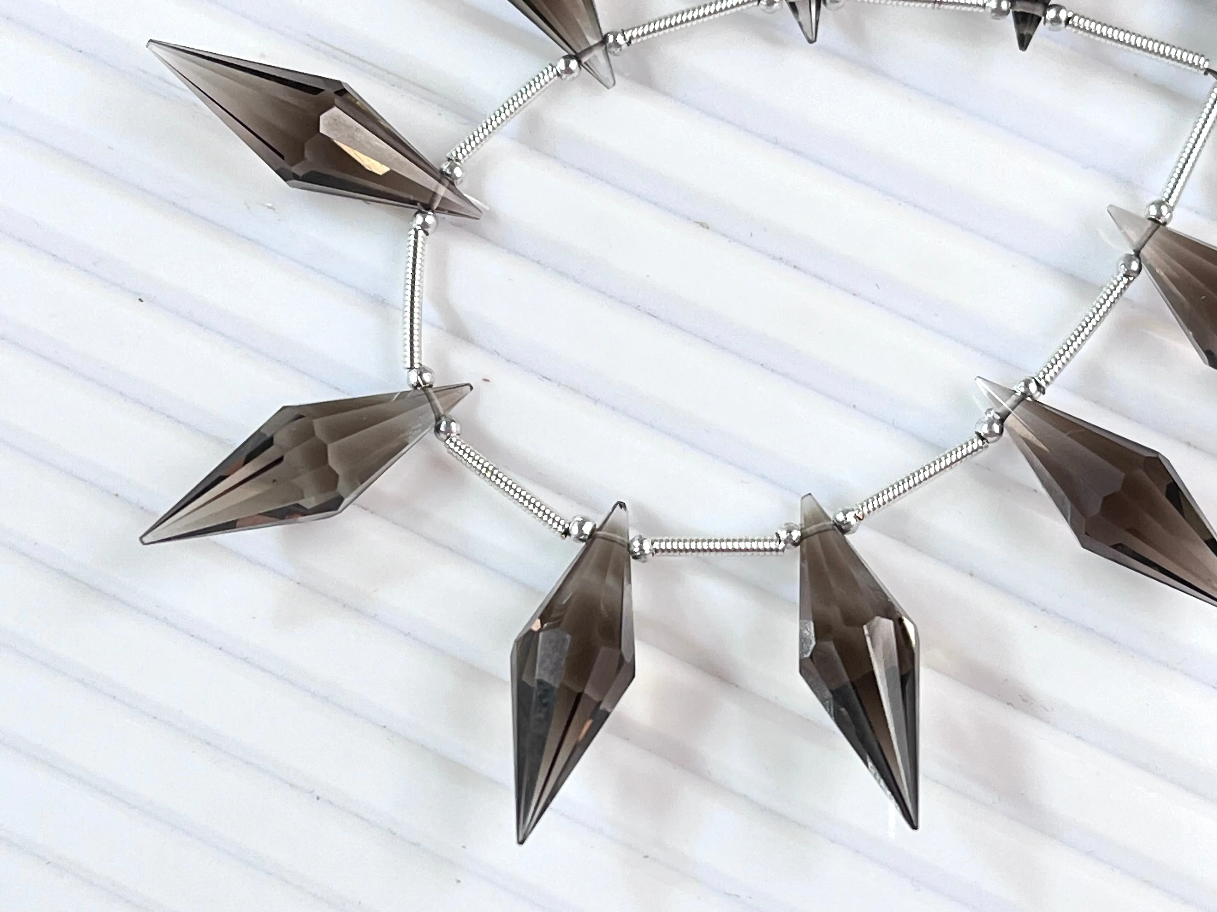 Smoky Quartz faceted pointed Drops