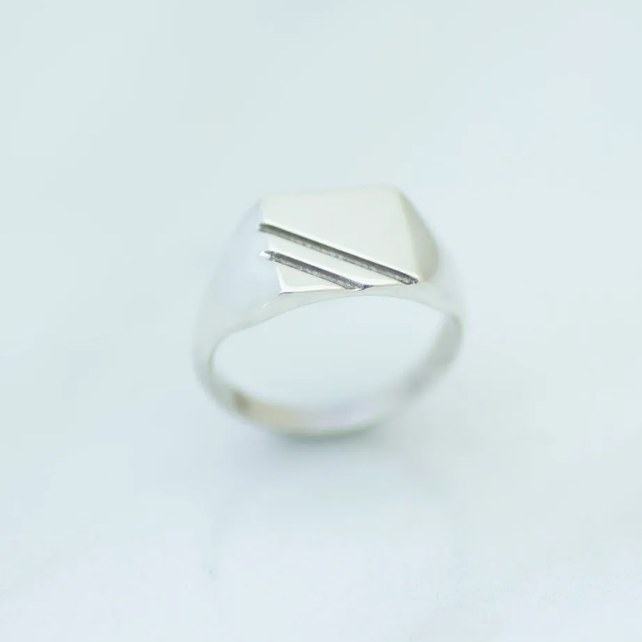 Striped Signet Ring silver Final Sale