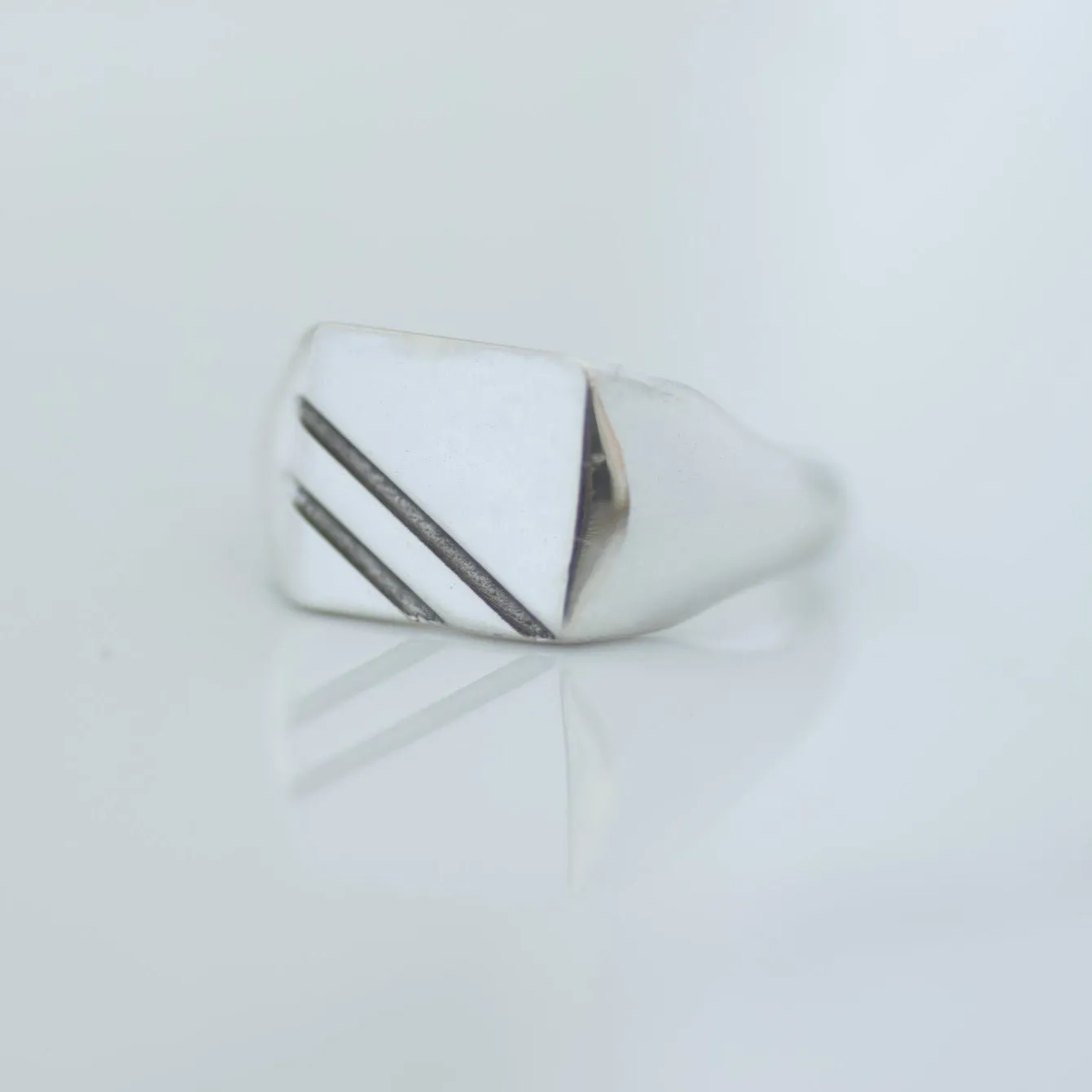 Striped Signet Ring silver Final Sale
