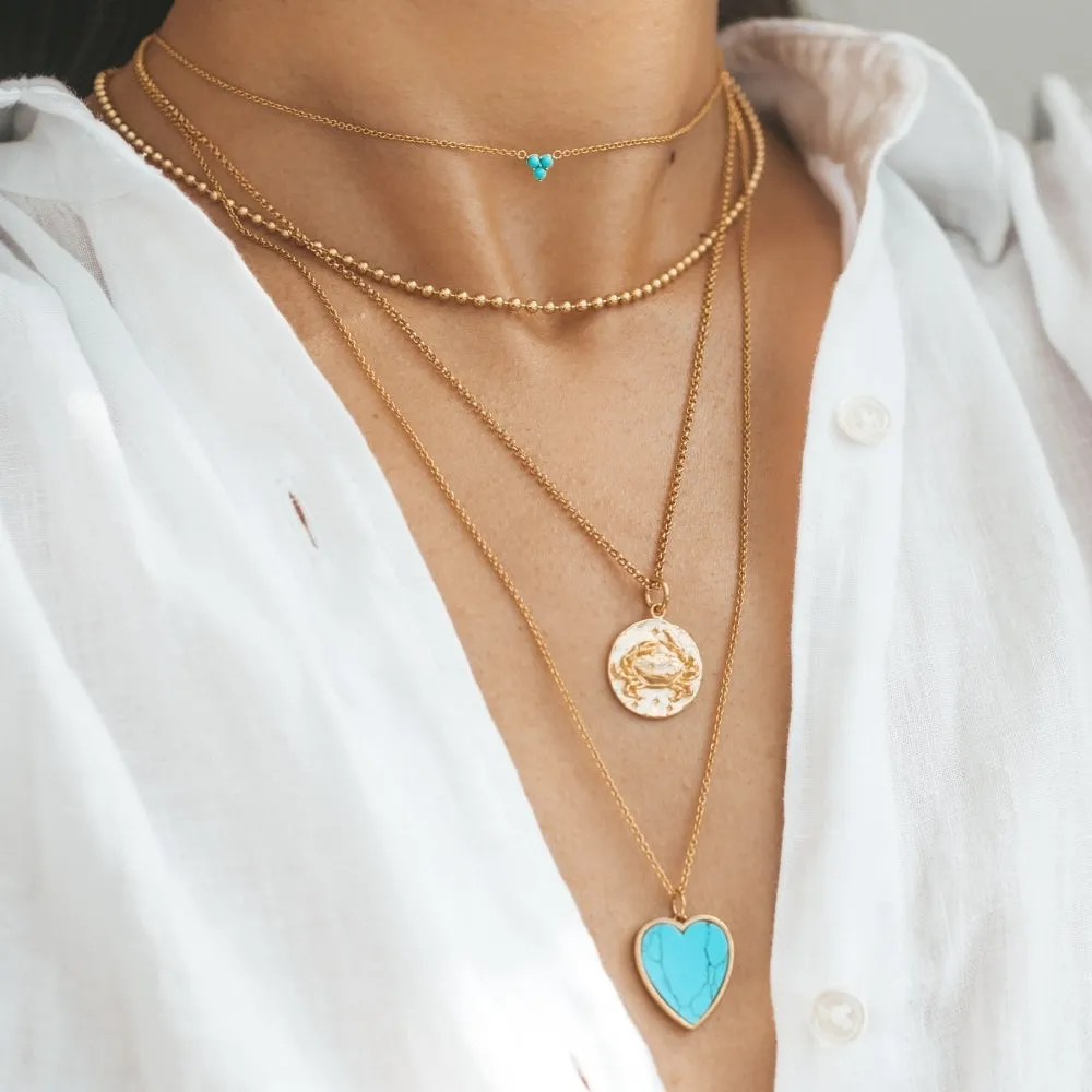 Trinity Necklace with Turquoise stones - Gold - SPG-255