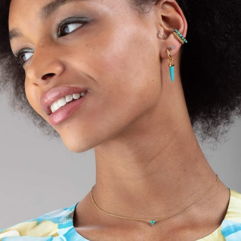 Trinity Necklace with Turquoise stones - Gold - SPG-255