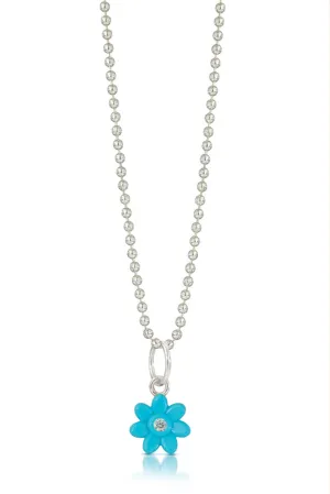 Turquoise Flower and Diamond Necklace