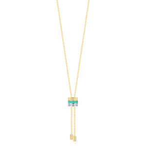 WEWA BOLO TIE TUBE TURQUOISE CHIP WITH ZIRCONIA NECKLACE